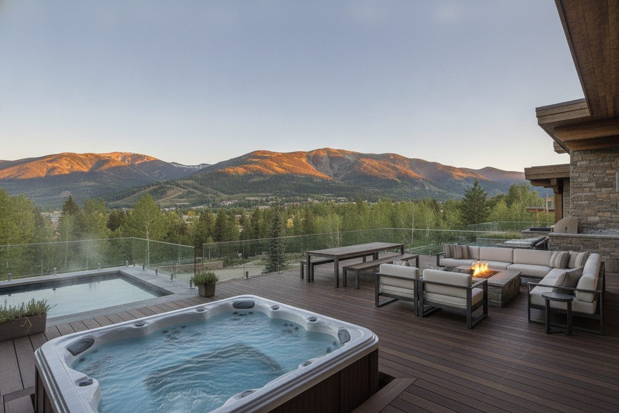 Outdoor space of the mountain modern estate in Aspen, CO