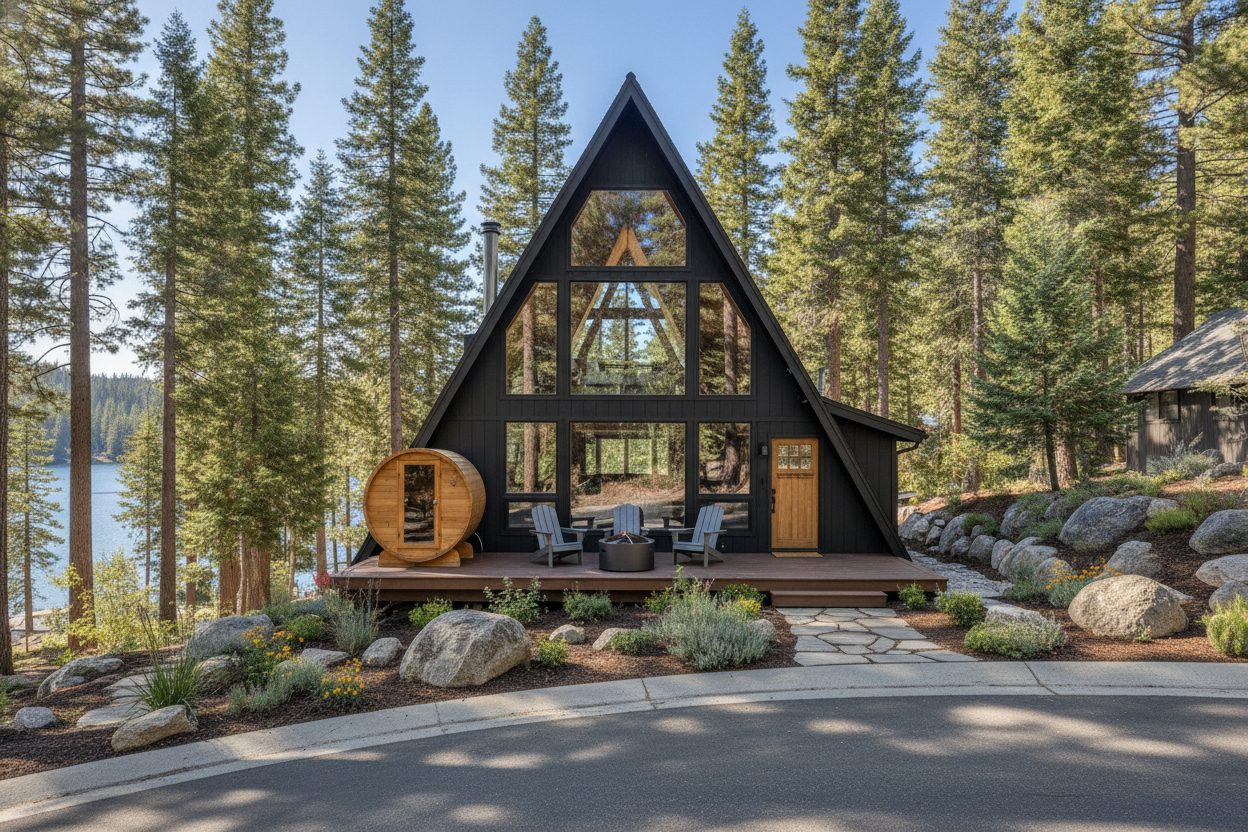 Exterior of the mountain a-frame in Big Bear Lake, CA