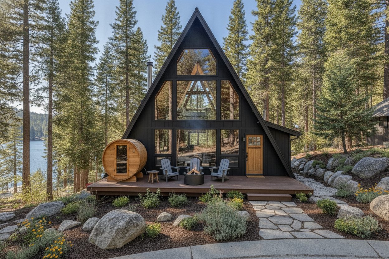 Outdoor space of the mountain a-frame in Big Bear Lake, CA