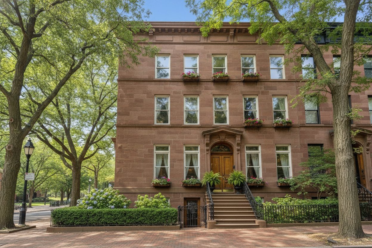 Exterior of the brownstone in Brooklyn, NY