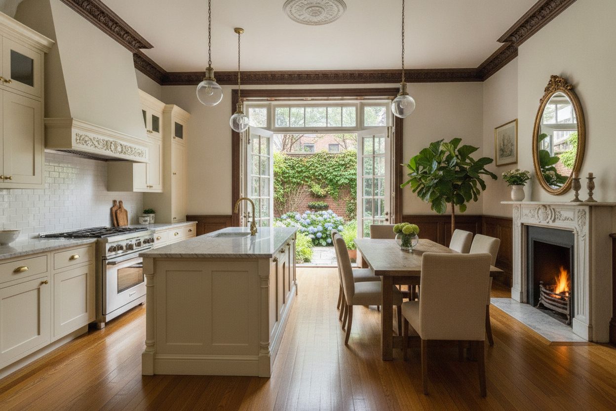 Kitchen of the brownstone in Brooklyn, NY