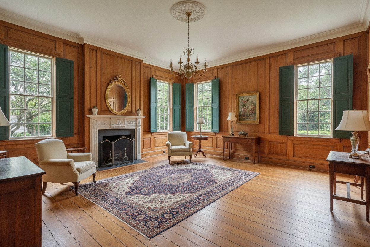 Living room of the charleston single house in Charleston, SC