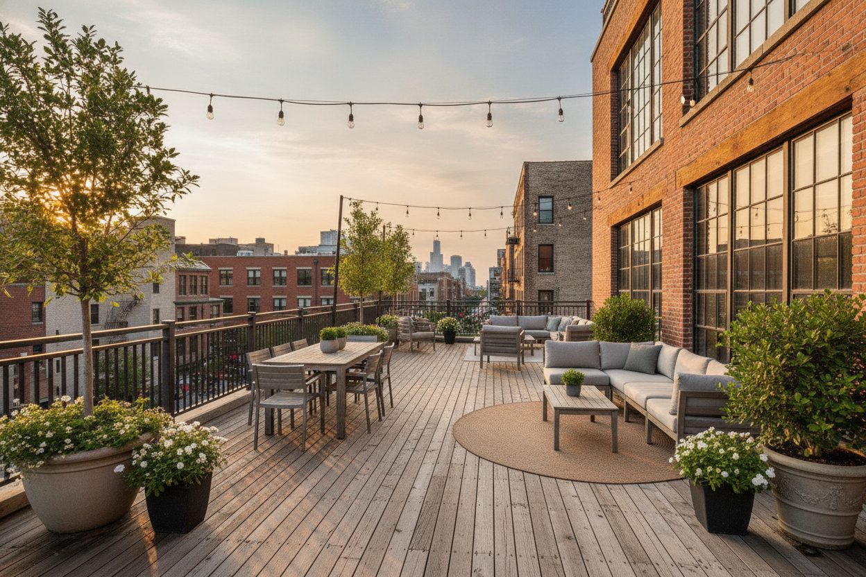 Outdoor space of the warehouse loft in Chicago, IL