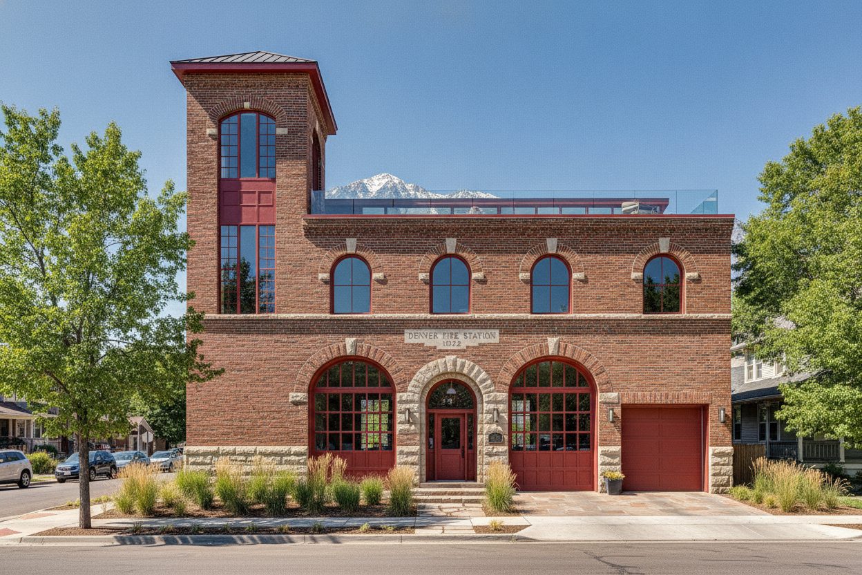 Exterior of the converted 1920s firehouse in Denver, CO