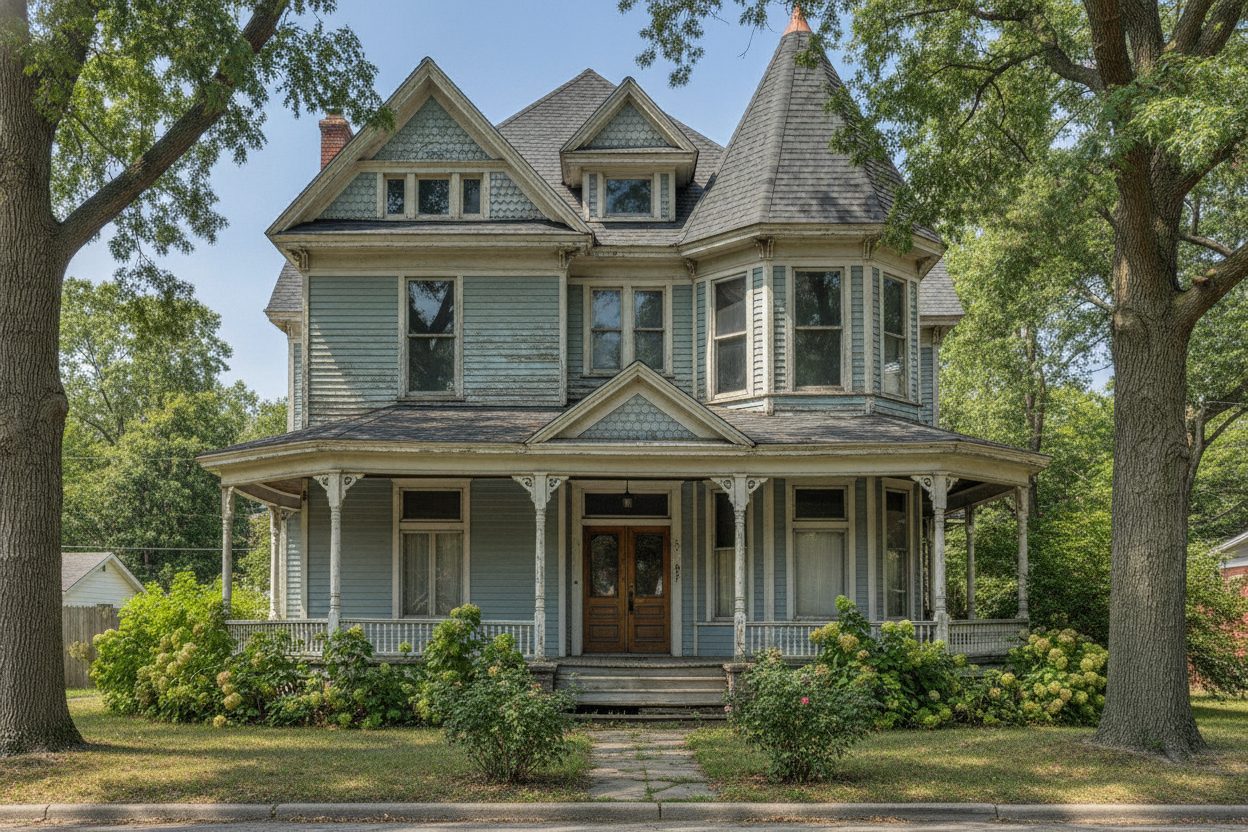 Exterior of the victorian fixer-upper in Detroit, MI