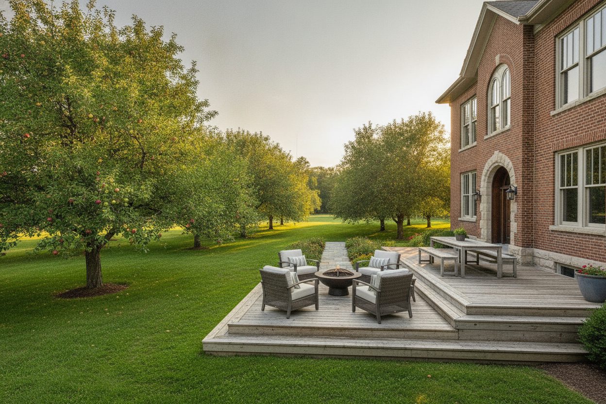 Outdoor space of the converted schoolhouse in Galena, IL