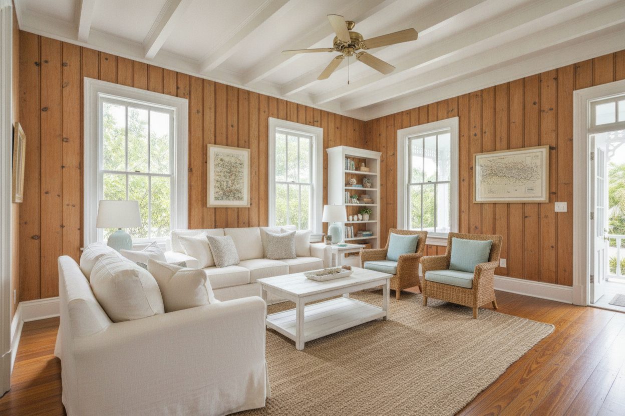 Living room of the conch house in Key West, FL