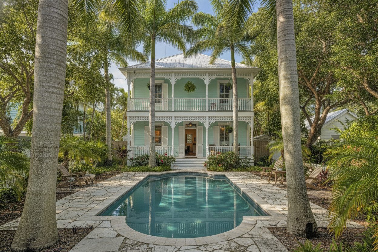 Outdoor space of the conch house in Key West, FL