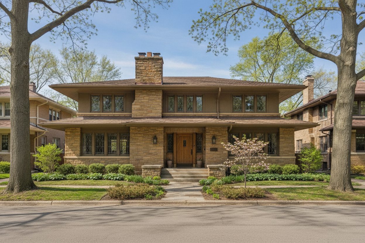 Exterior of the prairie school home in Oak Park, IL
