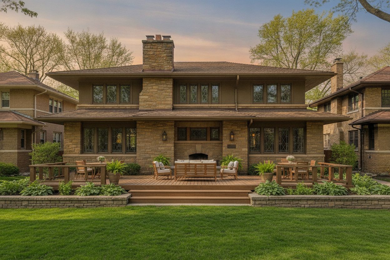 Outdoor space of the prairie school home in Oak Park, IL