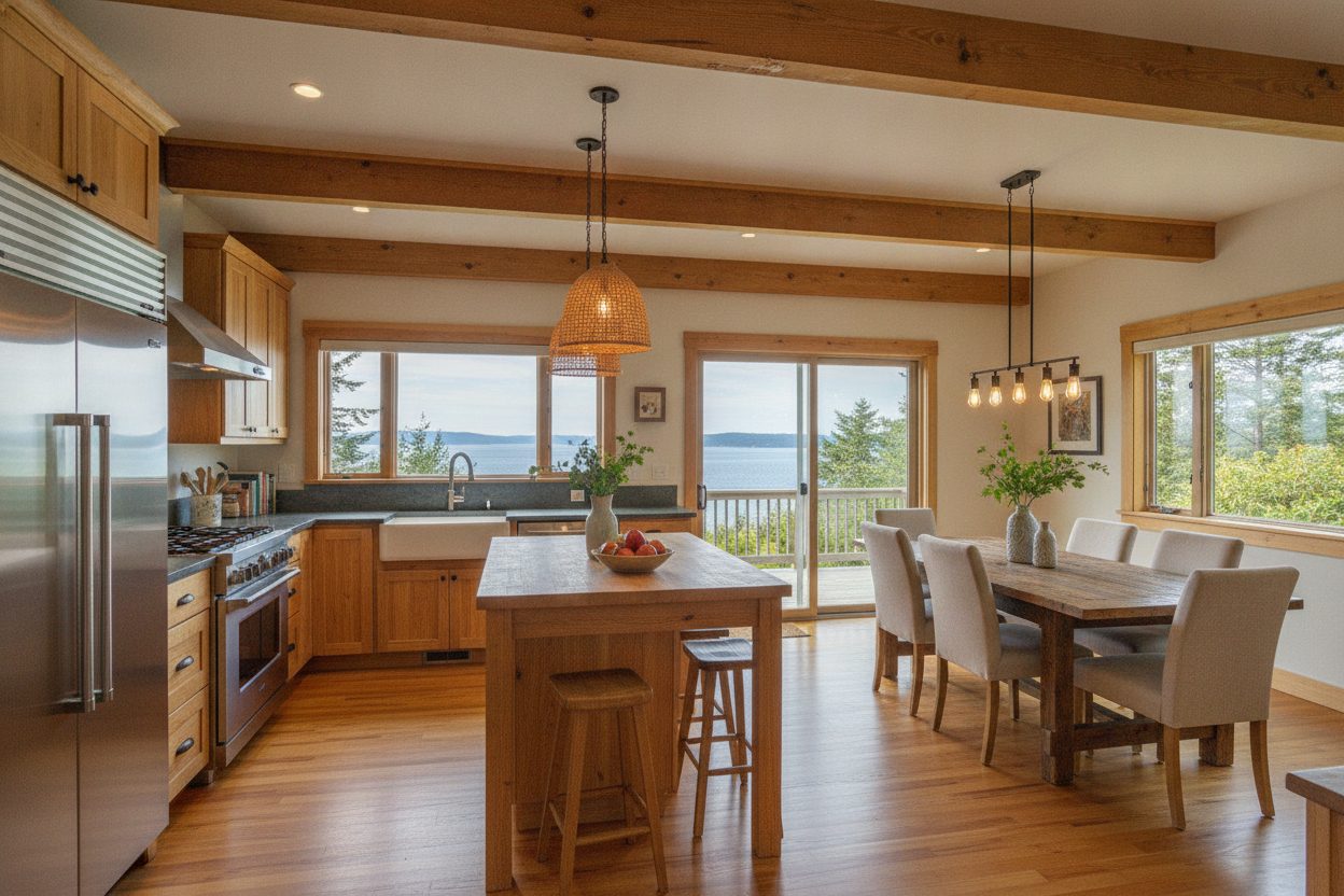 Kitchen of the island retreat in Eastsound, WA