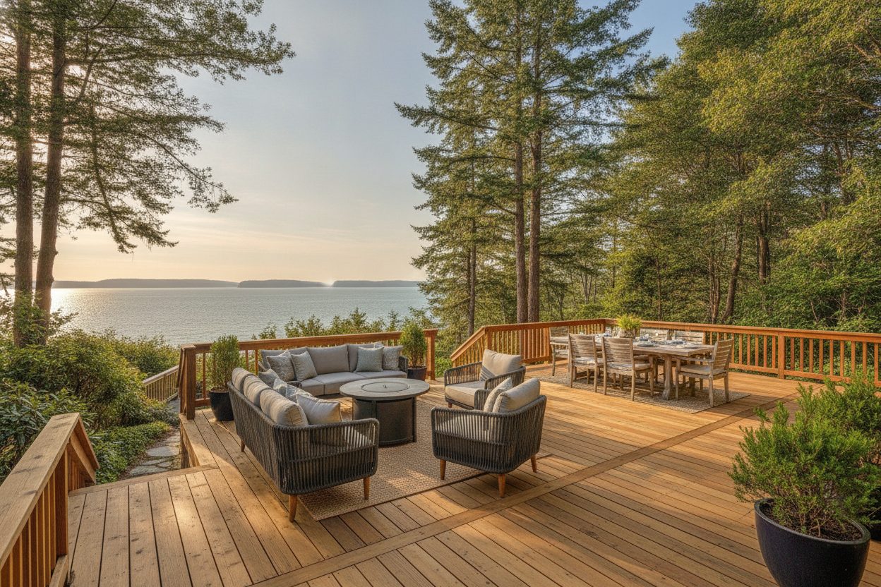 Outdoor space of the island retreat in Eastsound, WA