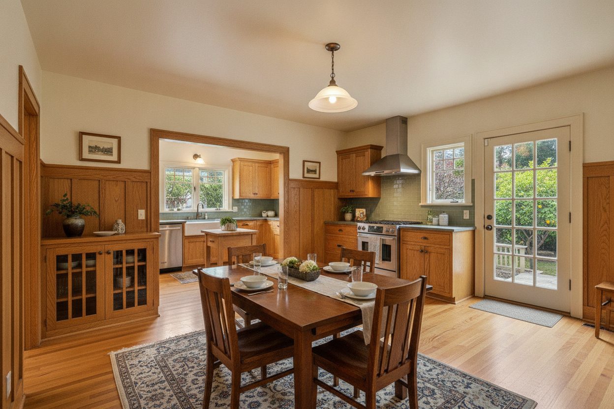 Kitchen of the craftsman bungalow in Pasadena, CA
