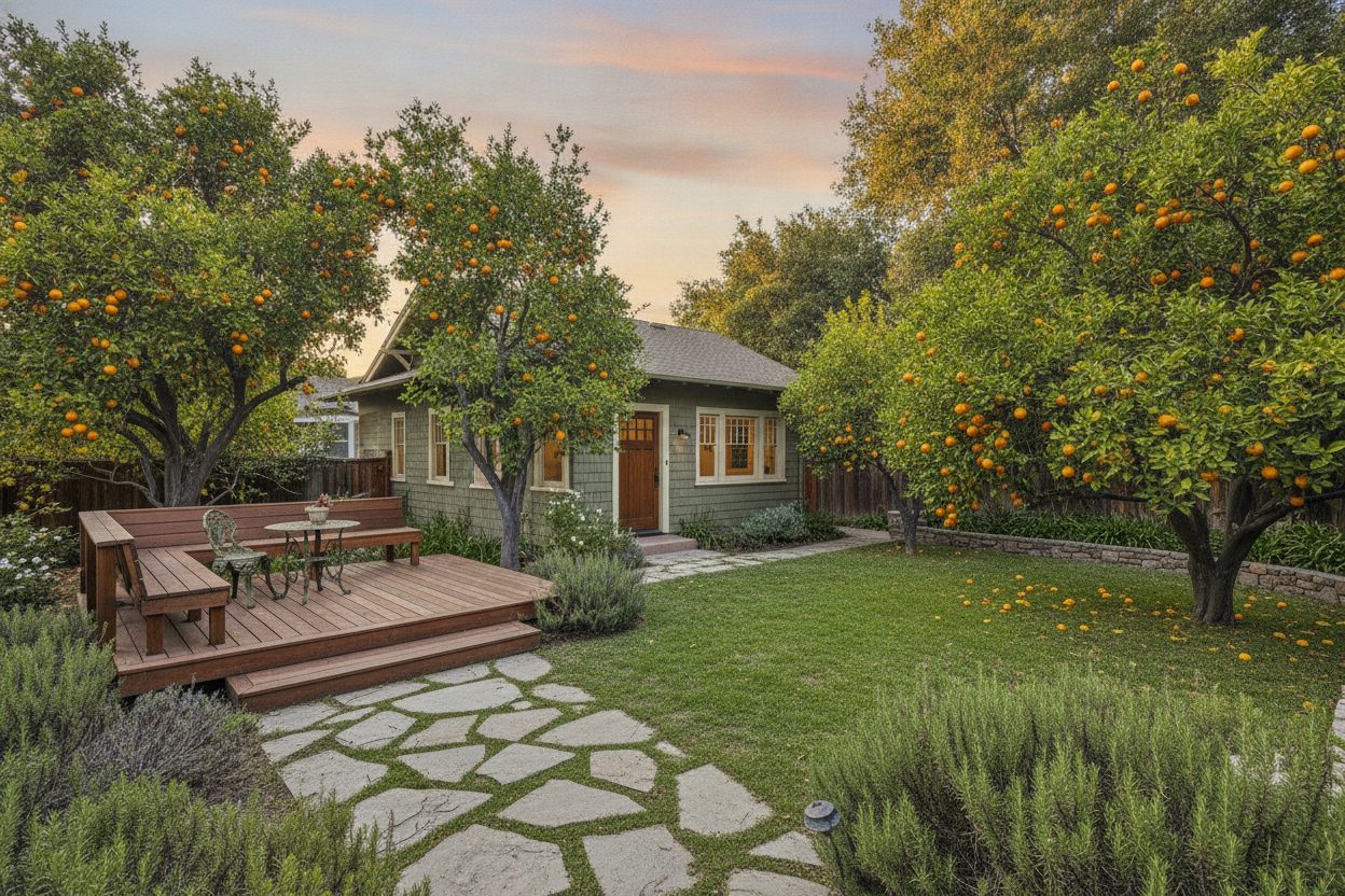 Outdoor space of the craftsman bungalow in Pasadena, CA