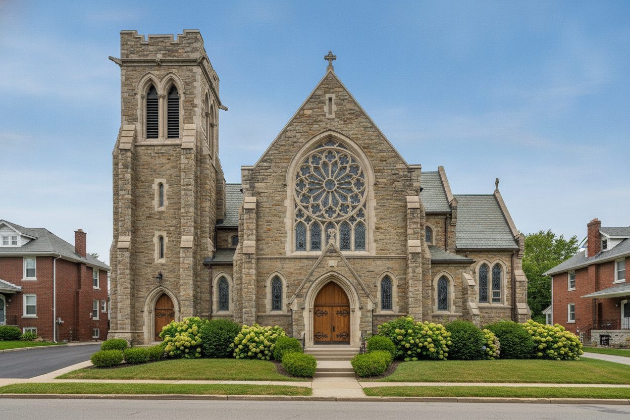 Exterior of the converted gothic church in Pittsburgh, PA