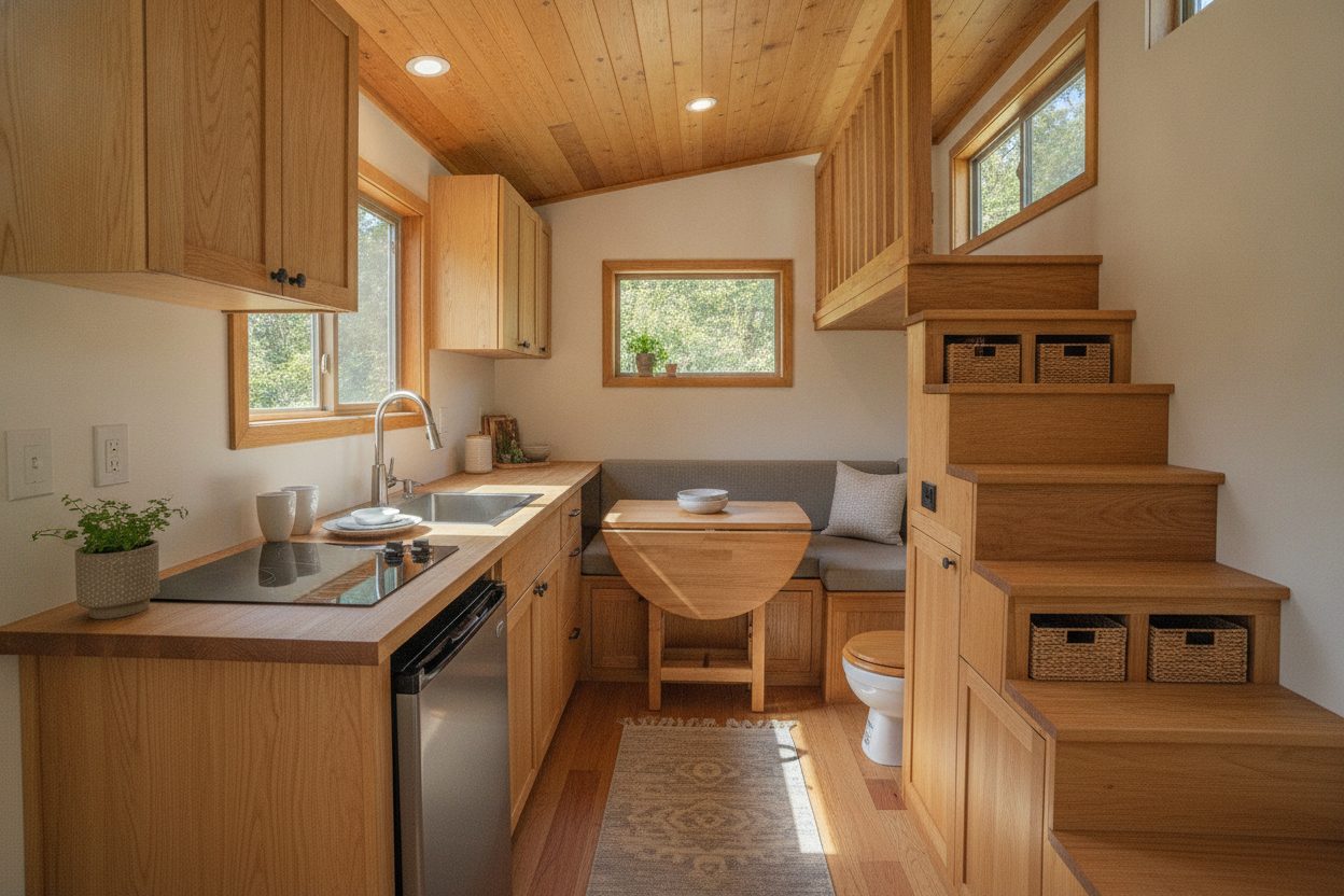Kitchen of the tiny house in Portland, OR