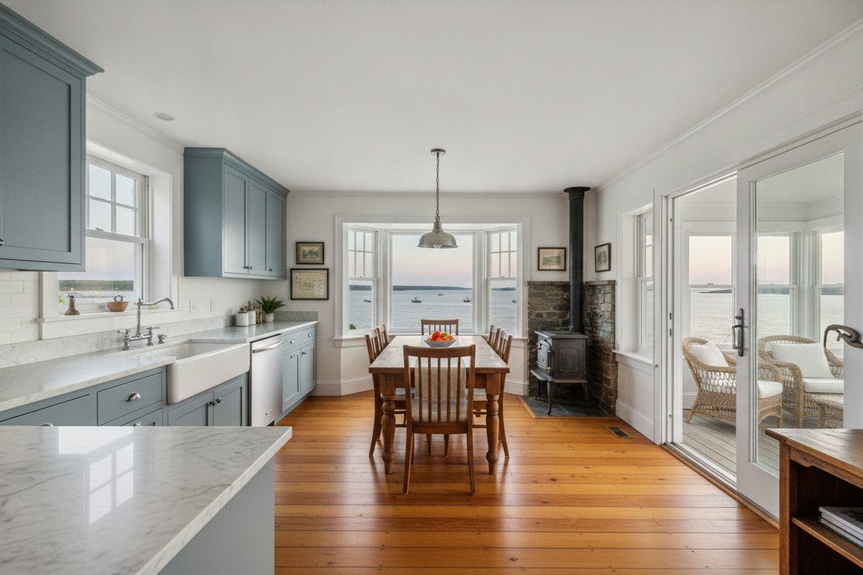 Kitchen of the lighthouse keeper's cottage in Rockport, ME