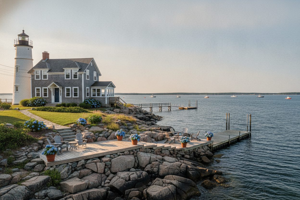 Outdoor space of the lighthouse keeper's cottage in Rockport, ME