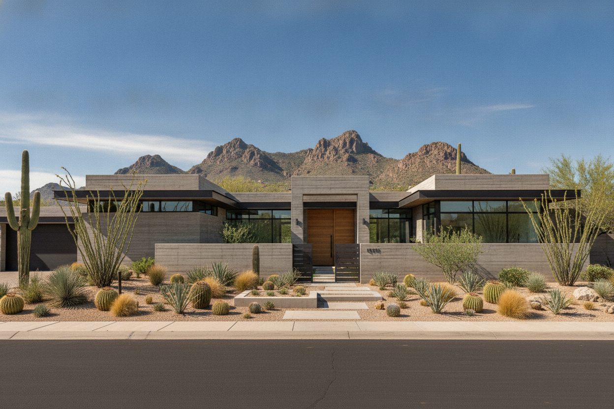 Exterior of the desert modern in Scottsdale, AZ