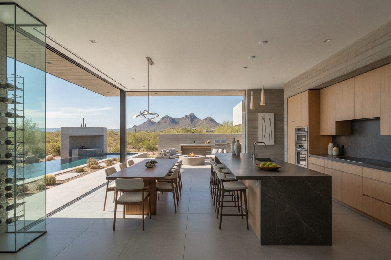 Kitchen of the desert modern in Scottsdale, AZ