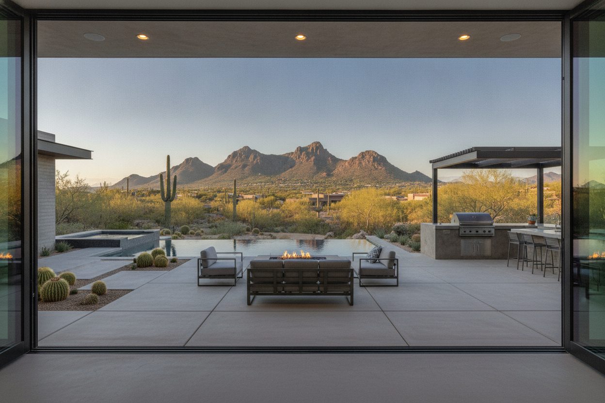 Outdoor space of the desert modern in Scottsdale, AZ