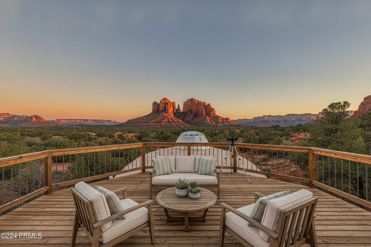 Outdoor space of the geodesic dome in Sedona, AZ
