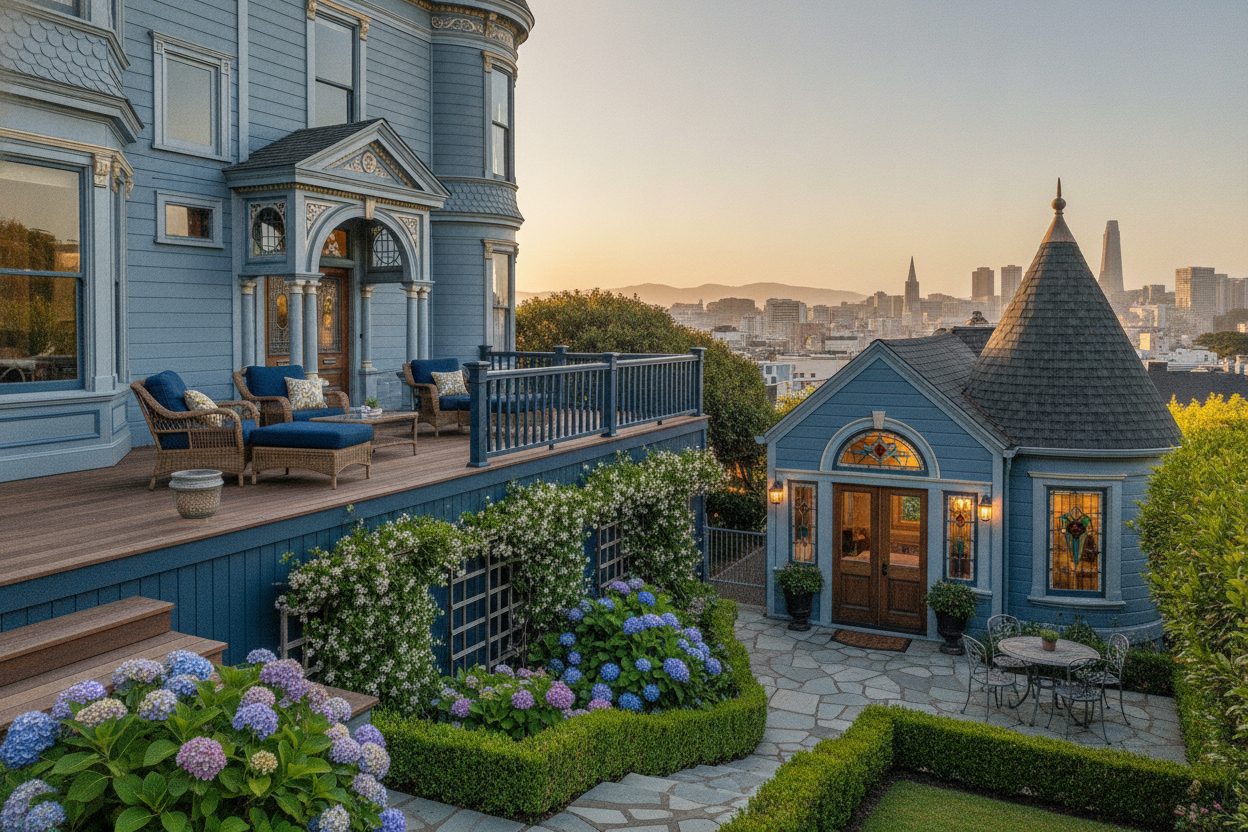 Outdoor space of the queen anne victorian in San Francisco, CA