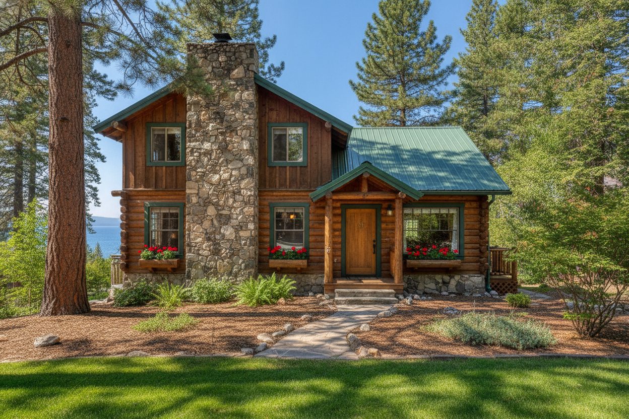 Exterior of the lakeside cabin in Tahoe City, CA