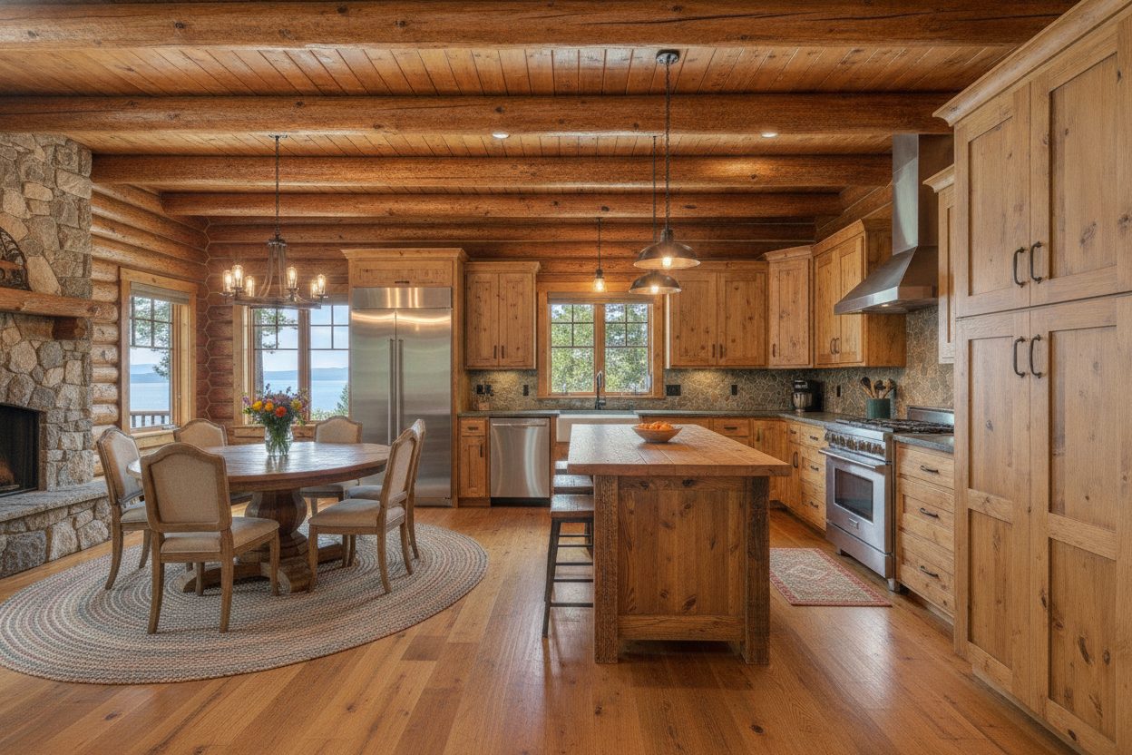 Kitchen of the lakeside cabin in Tahoe City, CA